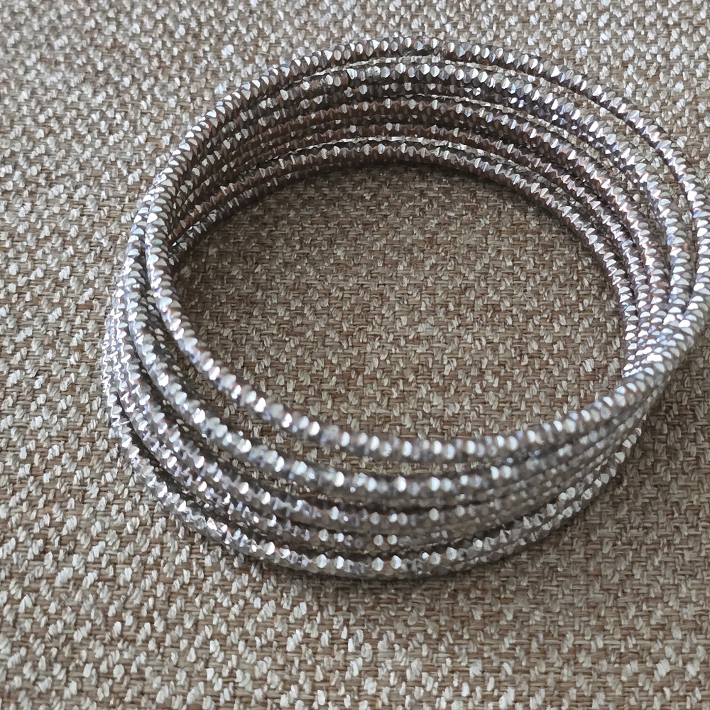 Anne Klien Elegant Silver-Toned Bangle Set Wimen New